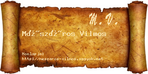 Mészáros Vilmos névjegykártya